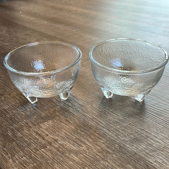 Libbey Other - Set of 2 Vintage Crisa Libbey Pebble Texture Footed Glass Serving Bowls